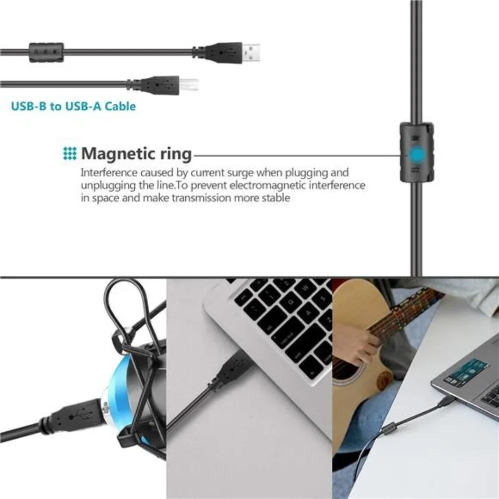 USB Microphone Kit 192KHZ/24BIT Plug&Play Computer Cardioid Mic Podcast